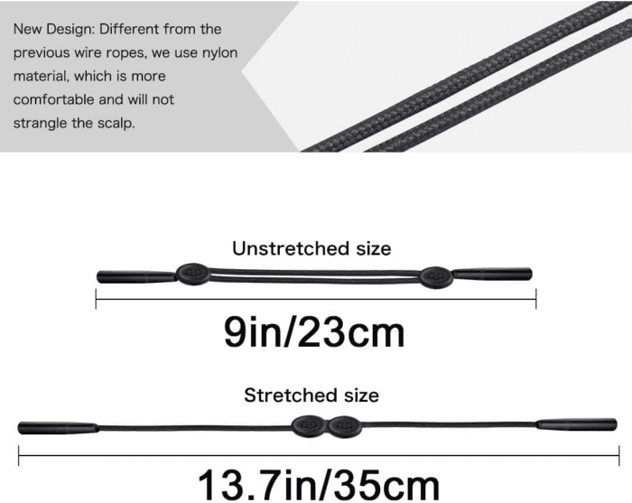 Glasses Strap Sports 3 Pcs Eyeglasses Strap Holder for Kids Women Men, Adjustable Sunglasses Strap Eye Glasses String Strap (Black) - Image 4