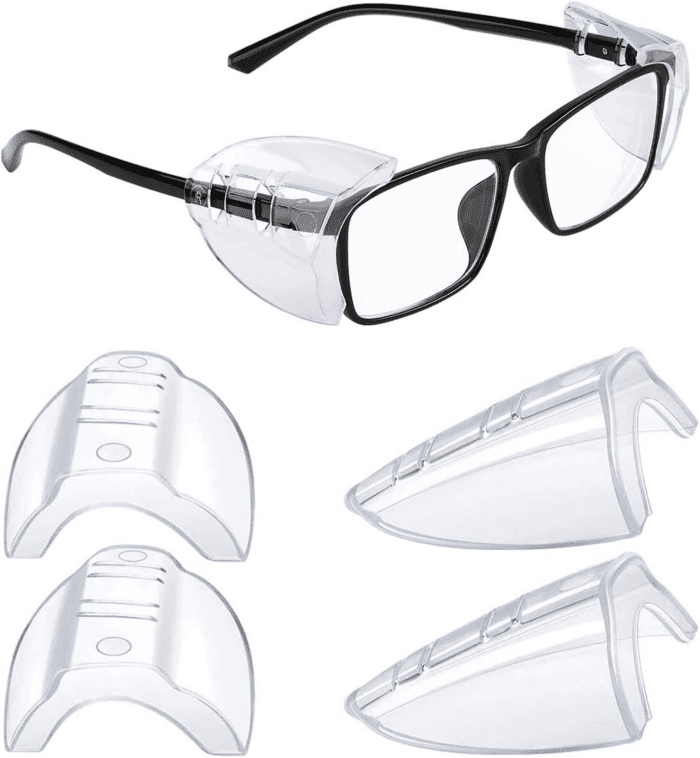 Safety Glasses Side Shields for Prescription Glasses, Slip on Clear Eye Glasses, Fits Small to Large Eyeglasses