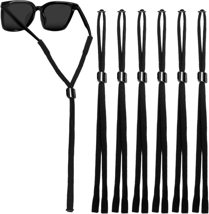 Glasses Strap (Pack of 6 Black) Sports Sunglasses Strap & Glasses Holder for Men, Eye Glasses String Strap for Women