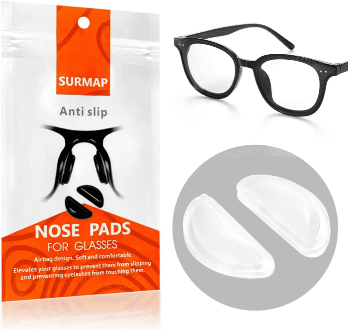 Eyeglass Nose Pads, Soft Silicone Adhesive Glasses Nose Pad, Anti-Slip Heighten Air Chamber Nose Pads for Full Plastic Frames, 10 Pairs (Clear) - Image 2