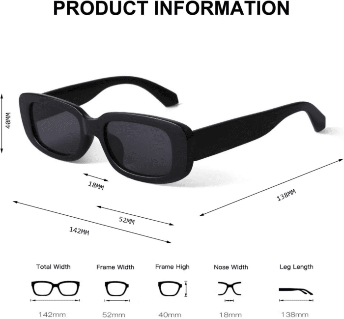 Rectangle Sunglasses for Women Retro Driving Glasses 90’S Vintage Fashion Narrow Square Frame UV400 Protection - Image 5