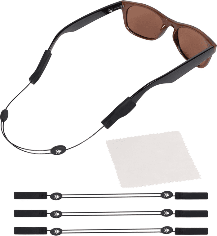 Adjustable Eyeglass Strap (Fish Style) - No Tail Sunglass Strap - Eyewear String Holder - with Bonus Glasses Cleaning Cloth