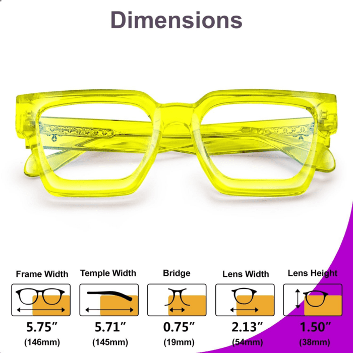 Blue Light Blocking Glasses Rectangle Chic Preppy Look Multicolor Frame for Women Men RIVER - Image 6