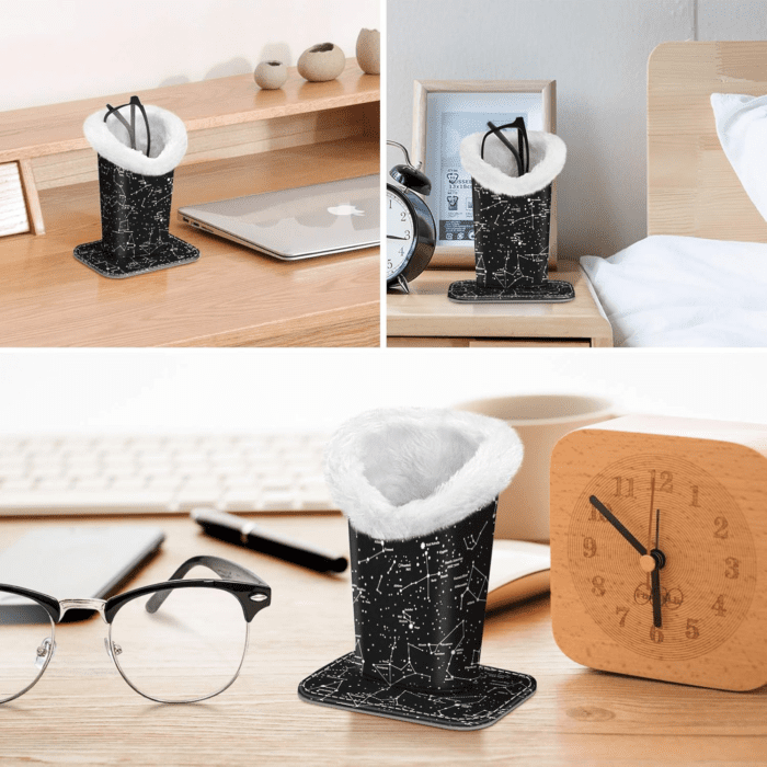 Plush Lined Eyeglasses Holder with Magnetic Base- Premium Vegan Leather Glasses Stand Case - Image 6