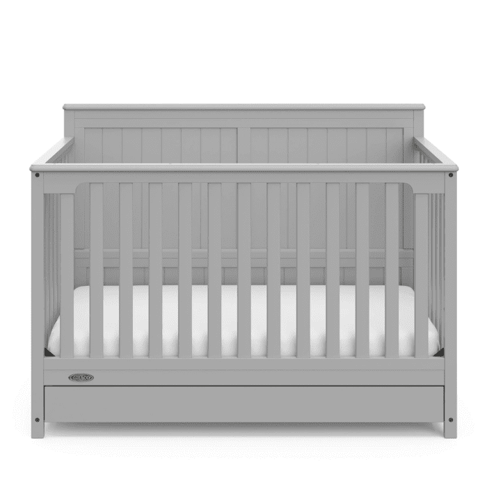 Hadley 5-In-1 Convertible Crib with Drawer (Pebble Gray) – GREENGUARD Gold Certified, Crib with Drawer Combo, Full-Size Nursery Storage Drawer, Converts to Toddler Bed, Daybed - Image 11