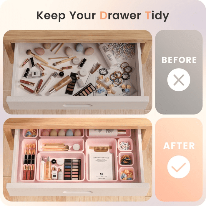 【𝟰𝟮𝗣𝗖𝗦】【Pink】 Tool Box Organizer Tray Divider Set, Desk Drawer Organizer, Garage Organization and Storage Toolbox Accessories for Rolling Tool Chest Cart Cabinet Work Bench Small Parts - Image 4