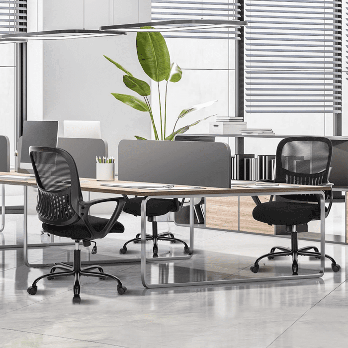 Office Computer Desk Managerial Executive Chair, Ergonomic Mid-Back Mesh Rolling Work Swivel Chairs with Wheels, Comfortable Lumbar Support, Comfy Arms for Home,Bedroom,Study,Student,Black - Image 6