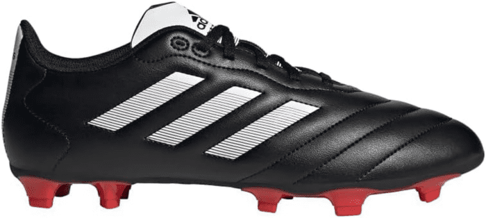 Unisex Goletto Firm Ground Soccer Shoe, Black/White/Red, 9.5 US Men