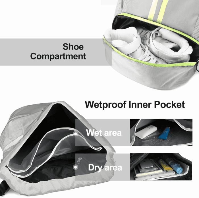 Sports Drawstring Backpack - String Swim Gym Bag with Shoes Compartment and Wet Proof Pocket for Women&Men - Image 2