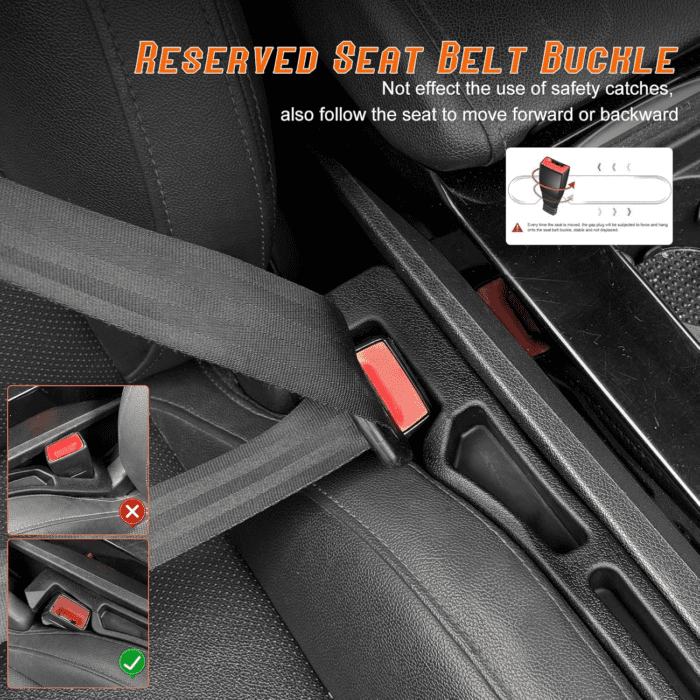 Car Seat Gap Filler - Seat Side Gap Filler with Organizer & Hook Prevent Items from Falling Universal Fit Car SUV Truck, Pack of 2 Black - Image 5