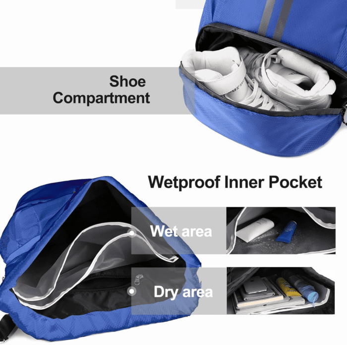 Sports Drawstring Backpack - String Swim Gym Bag with Shoes Compartment and Wet Proof Pocket for Women&Men - Image 2