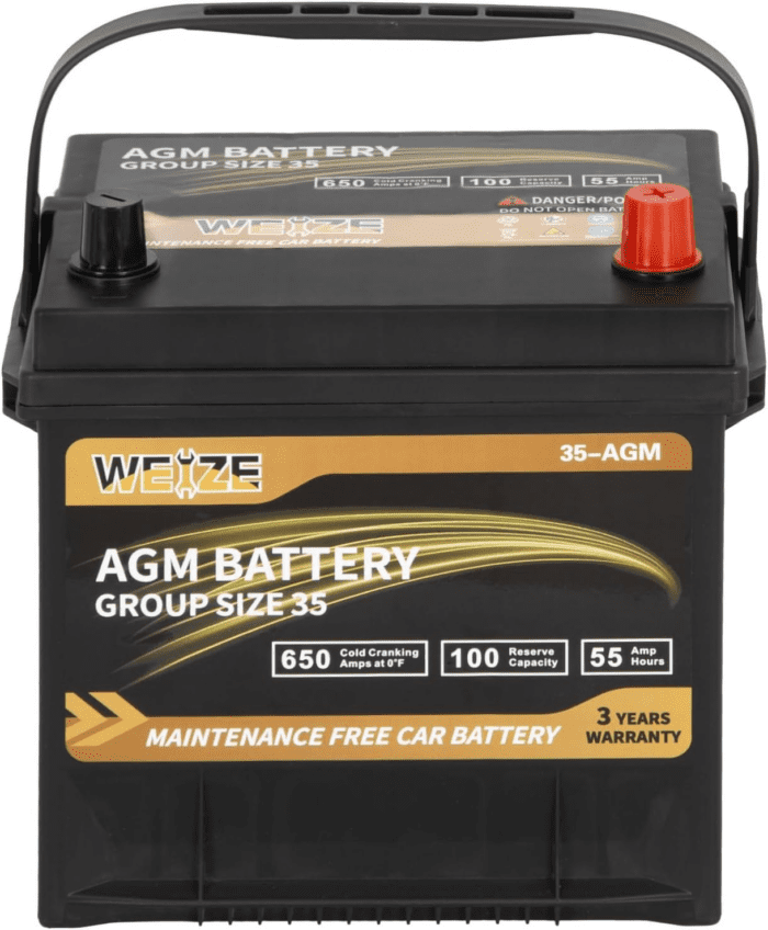 Platinum AGM Battery BCI Group 35 Automotive Battery, 100RC, 650CCA, 36 Months Warranty