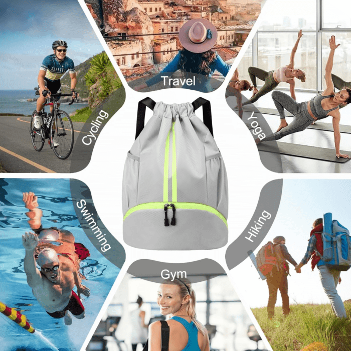 Sports Drawstring Backpack - String Swim Gym Bag with Shoes Compartment and Wet Proof Pocket for Women&Men - Image 9