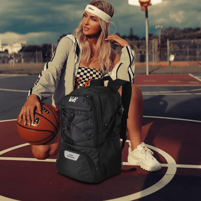 | Basketball Backpack Large Sports Bag with Separate Ball Holder & Shoes Compartment, Best for Basketball, Soccer, Volleyball, Swim, Gym, Travel(Black) - Image 6