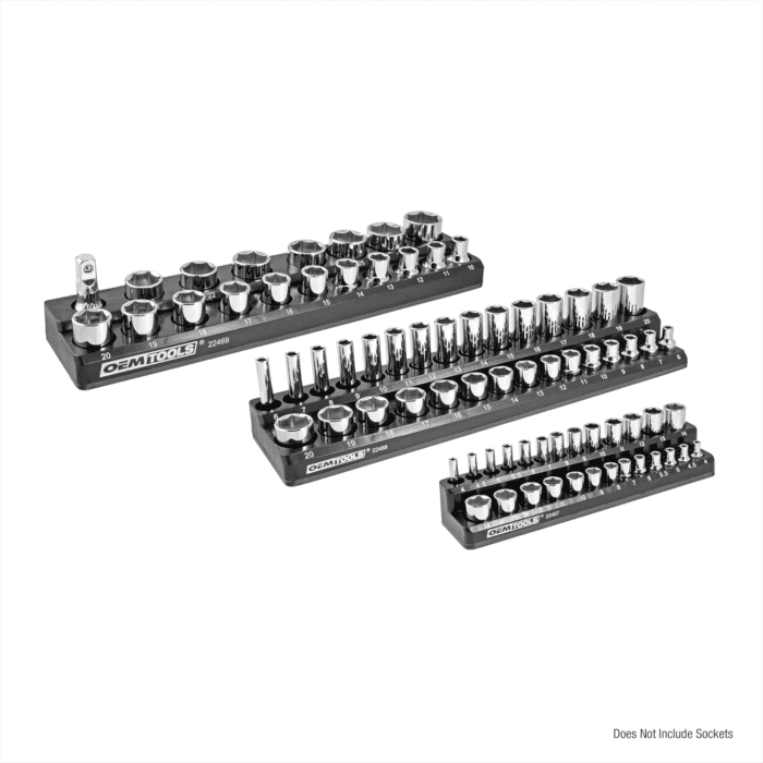 22487 3 Piece Metric Magnetic Socket Organizers for Toolboxes, Socket Holder, Black Tool Box Organizer - Image 2