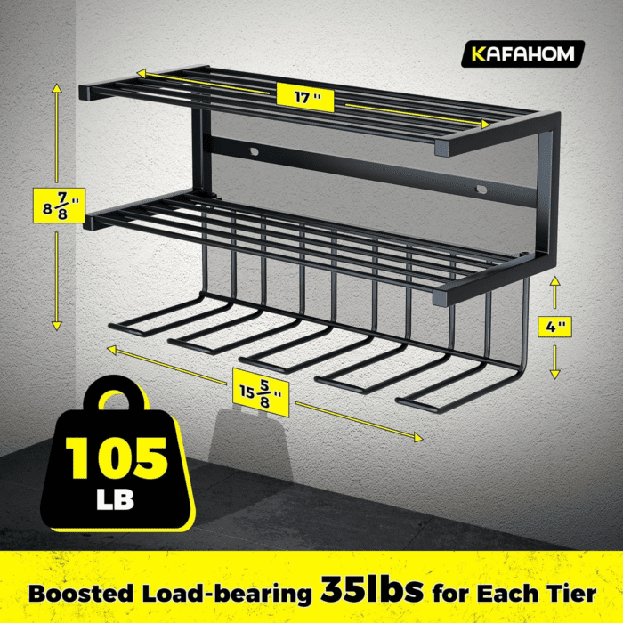 Power Tool Organizer Wall Mounted, Tool Organizers and Storage Rack for Garage Organization, Heavy Duty Drill Holder, 3 Layers Floating Tool Shelf with 4 Drill Holders - Image 2