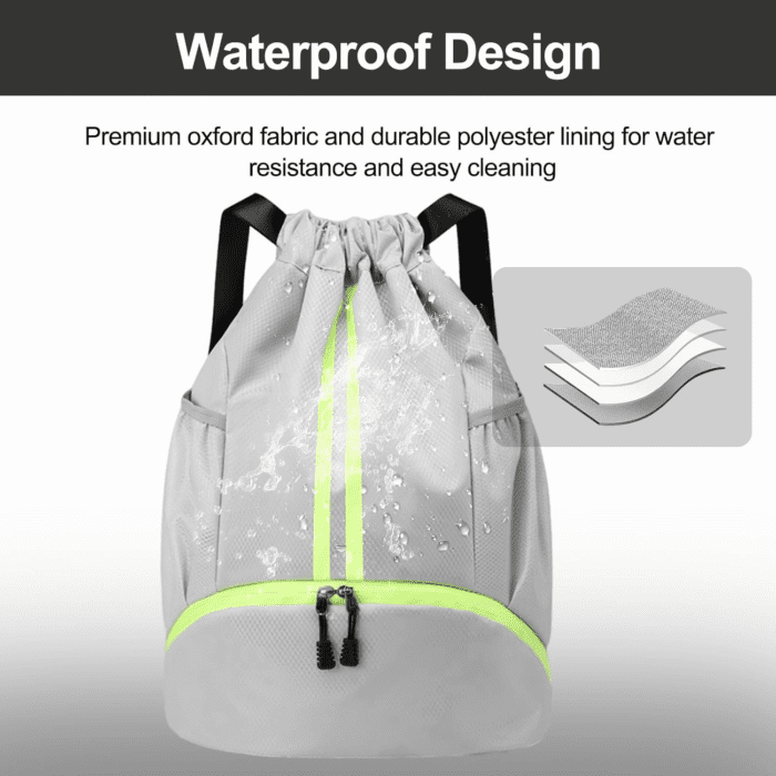 Sports Drawstring Backpack - String Swim Gym Bag with Shoes Compartment and Wet Proof Pocket for Women&Men - Image 4