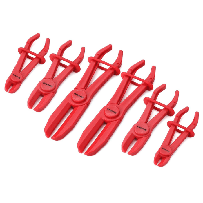 6-Piece Hose Pinch Clamp Pliers, Pinch Pliers, Line Clamp Pliers Set for Flexible Hoses Fuel Hoses Gas Lines Brake Hoses Radiator Hoses