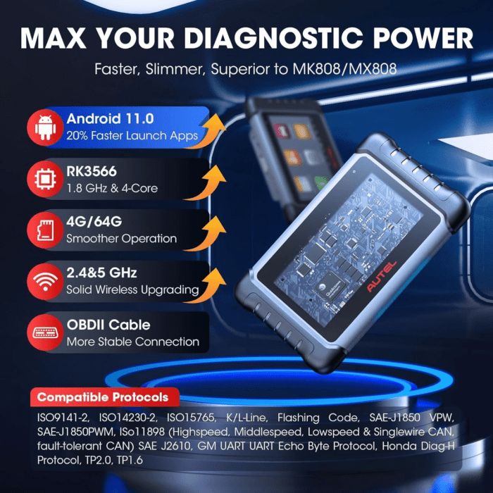 Scanner Maxicom MK808S: 2025 Bidirectional Tool as MK808BT Pro MX808S M808Z, Function as Maxicheck MX900, 28+ Service, Active Test, All System Diagnose, Injector Coding, FCA Autoauth Android 11 - Image 8