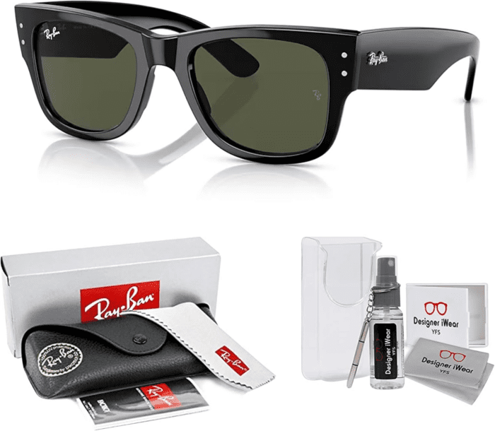 Mega Wayfarer RB0840SF Square Asian Fit Low Bridge Sunglasses for Men for Women + BUNDLE with DIW Kit - Image 2