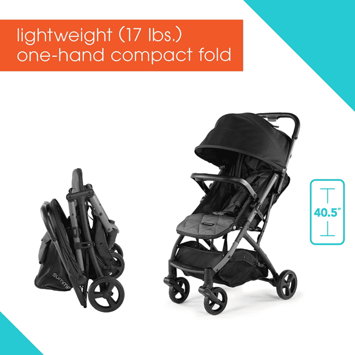 3Dpac CS Compact Stroller, Black – Car Seat Adaptable Baby Lightweight Stroller with Convenient One-Hand Fold, Reclining Seat and Extra-Large Canopy - Image 2