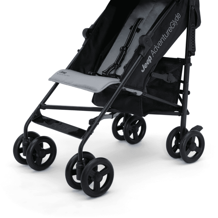 Jeep Adventureglyde Stroller by  - Lightweight Travel Stroller with Smoothest Ride & Compact Fold, 3-Position Recline, Extra Large Storage Basket, Black/Grey - Image 10