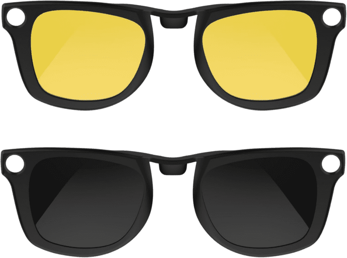 Polarized Clip Compatible with Ray-Ban Meta Wayfarer(Standard) Smart Glasses Color Changing Clip Set 50-22 Size M(Night Vision Yellow, Black)