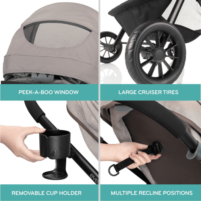 Pivot Modular Travel System with Litemax Infant Car Seat with Anti-Rebound Bar (Desert Tan) - Image 8