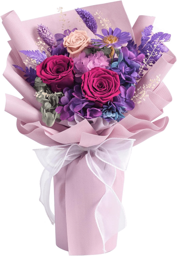 Flowers for Delivery,Preserved Flowers Bouquets,Purple Rose Bouquets That Last 1-3 Years,Gift for Her: Birthday Christmas Valentine'S Day Mother'S Day, Room Decorations