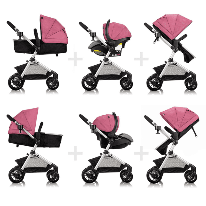 Pivot Modular Travel System with Litemax Infant Car Seat with Anti-Rebound Bar (Dusty Rose Pink) - Image 2