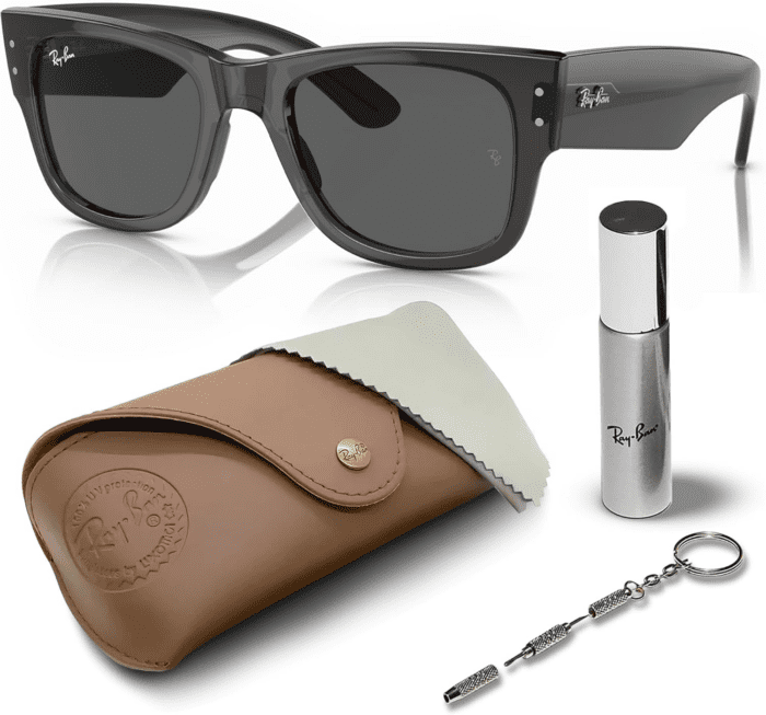 RB0840S MEGA WAYFARER Square Shape Sunglasses with Eyewear Kit Bundle - High Bridge Fit - Square Sunglasses