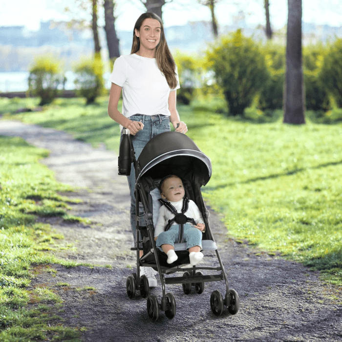 Jeep Adventureglyde Stroller by  - Lightweight Travel Stroller with Smoothest Ride & Compact Fold, 3-Position Recline, Extra Large Storage Basket, Black/Grey - Image 2