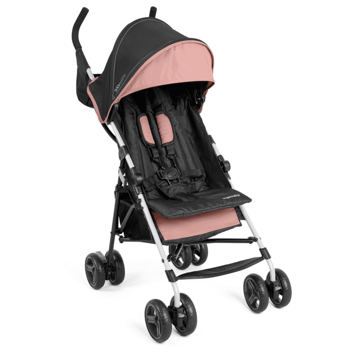 Summer by  3D Mini Convenience Stroller – Lightweight Stroller, Compact Fold, Multi-Position Recline, Canopy with Pop Out Sun Visor and More – Umbrella Stroller for Travel, Dusty Rose Pink