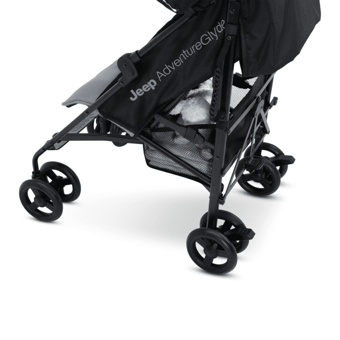 Jeep Adventureglyde Stroller by  - Lightweight Travel Stroller with Smoothest Ride & Compact Fold, 3-Position Recline, Extra Large Storage Basket, Black/Grey - Image 8