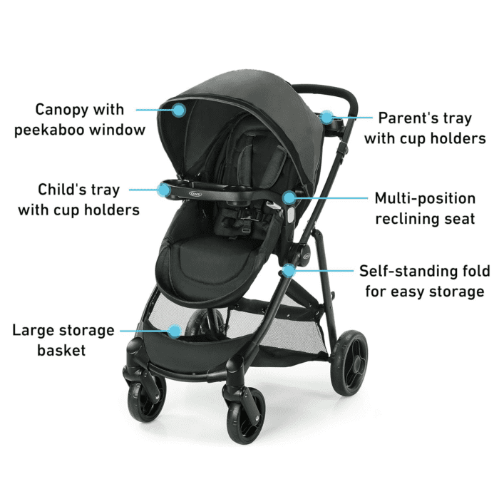 , Modes Element Travel System Includes Baby Stroller with Reversible Seat Extra Storage Child Tray and Snugride 35 Lite LX Infant Car Seat, Canter - Image 6