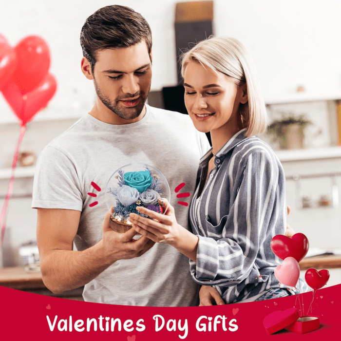 Valentines Day Forever Real Roses for Her, Flowers for Delivery Prime, Preserved Roses Bouquet Flowers in Glass with LED Light Gifts Ideas for Birthday, Anniversary, Christmas, Mothers Day (Blue) - Image 5